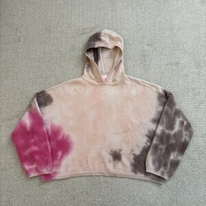 Crush Cashmere Hoodie Sweater Tie Dye Pink Multi Sz 2 (M relaxed) Quiet Luxury